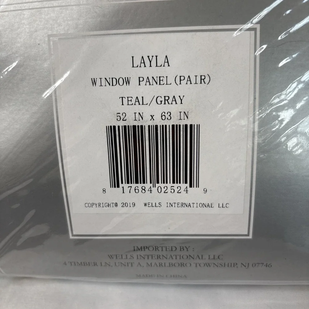 DriftAway‎ Window Panel Curtain Pair Teal/Gray 52
